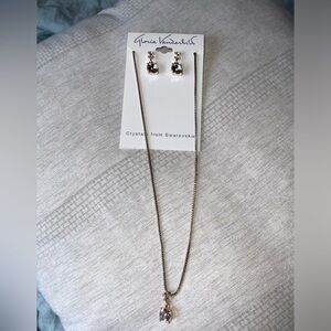 Gloria Vanderbilt earrings and necklace set with Swarovski crystal rose gold